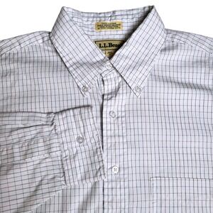 L.L. Bean Mens Button Down Shirt‎ 16 1/2-34 Plaid Check Long Sleeve 100% Cotton